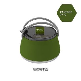 Outdoor Open Fire Portable Silicone folding kettle for Camping (Color: Silicone cookware-Olive Green)