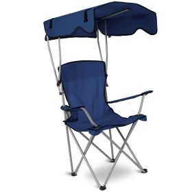 Foldable Canopy Camping Chair 330LBS Load (Color: Navy Blue)
