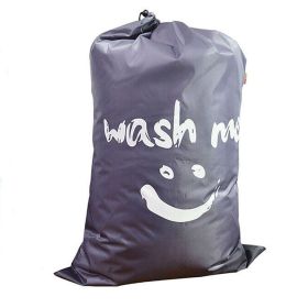 Machine Washable Travel Laundry Bag with Drawstring (Color: Grey)