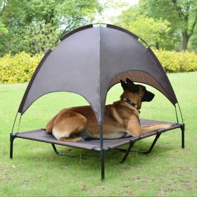 Elevated Breathable Portable Dog Cushion with Sun Canopy (size: small)