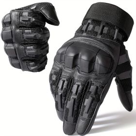 Tactical Gloves for Men, Touch Screen, Full Finger Protection (Color: black, size: M)