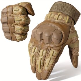 Tactical Gloves for Men, Touch Screen, Full Finger Protection (Color: brown, size: Xl)