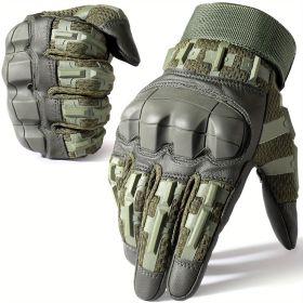 Tactical Gloves for Men, Touch Screen, Full Finger Protection (Color: Green, size: M)