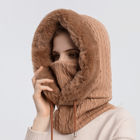 Winter Fleece Hood – 2-in-1 Neck Warmer (Color: Khaki)