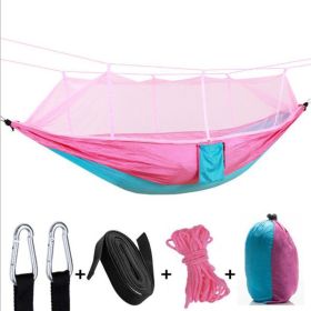 Portable Ultralight Nylon Camping Hammock with Mosquito Net (Color: pink)