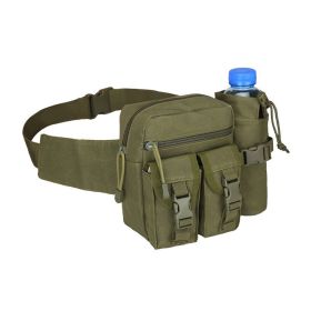 Military Style Waist Bag With Water Bottle Holder (Color: Army Green)