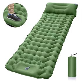 Ultralight Sleeping Pad Built-in Inflator Pump For Camping (Color: Green)