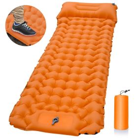 Ultralight Sleeping Pad Built-in Inflator Pump For Camping (Color: Orange)
