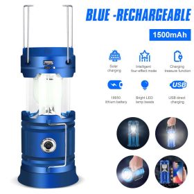 Solar Rechargeable Waterproof LED Camping Light (Wattage: Blue rechargeable, Ships From: CN)