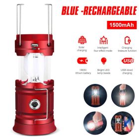 Solar Rechargeable Waterproof LED Camping Light (Wattage: Red Charging, Ships From: CN)