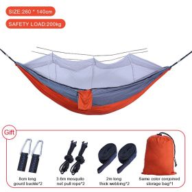 Outdoor Parachute Camping Hammock with Mosquito Net (Color: Upgrade orange gray, Ships From: China)
