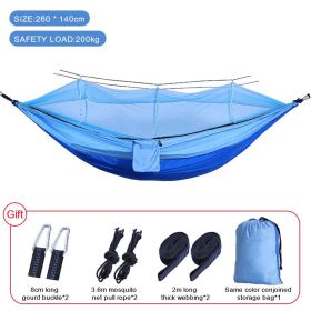Outdoor Parachute Camping Hammock with Mosquito Net (Color: Upgrade mixed blue, Ships From: China)