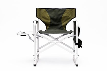 Padded Folding Outdoor Chair w/ Side Table & Storage Pockets (Color: Green)