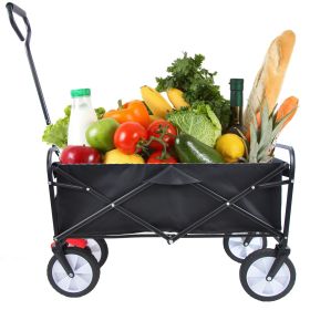 Folding Wagon Cart for Garden, Beach, Camping & Shopping (Color: black)