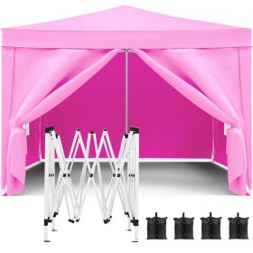 10'x10' EZ Pop Up Canopy Outdoor Portable Party Folding Tent (Color: pink)