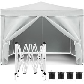10'x10' EZ Pop Up Canopy Outdoor Portable Party Folding Tent (Color: White)