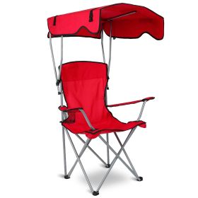 Foldable Beach Canopy Chair – Sun Protection & Comfort (Color: Red)