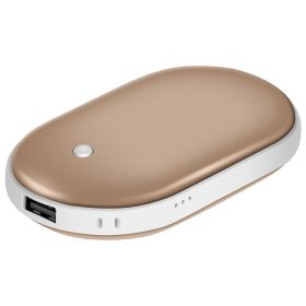 Portable Hand Warmer 5000mAh Power Bank Rechargeable (Color: gold)