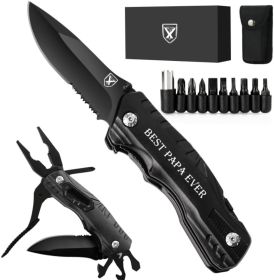 9 in 1 Multi-Tool Pocket Folding Blade Knife for Camping (Color: Papa Gifts)