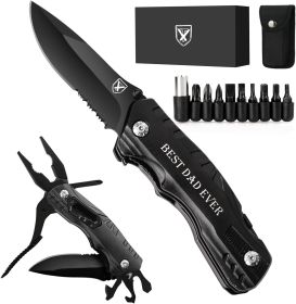 9 in 1 Multi-Tool Pocket Folding Blade Knife for Camping (Color: Best Dad Ever)
