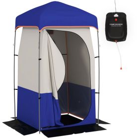 Outsunny Portable Camping Shower Tent with Solar Shower Bag (Color: as Pic)