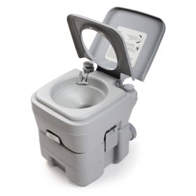 Outdoor 5 Gallon Camping Portable Toilet, Flush Cammode (Color: Grey)