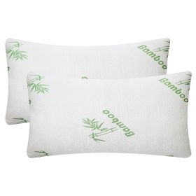 2Pcs Bamboo Memory Foam Pillow Hypoallergenic Bed Pillow (Quantity: 2Pcs, size: Queen Size)