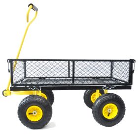 Heavy-Duty Wagon Cart with Removable Sides (Color: black)