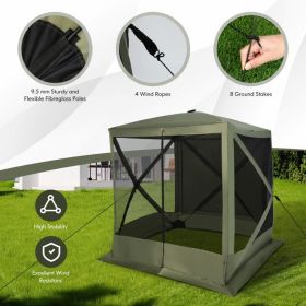 Pop Up Gazebo 6.7' x 6.7' with Netting and Carry Bag (Color: Green)