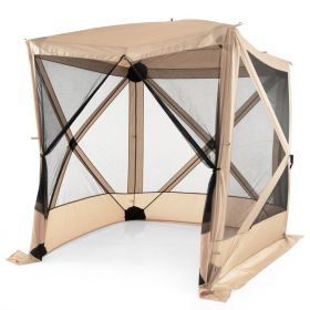 Pop Up Gazebo 6.7' x 6.7' with Netting and Carry Bag (Color: Coffee)
