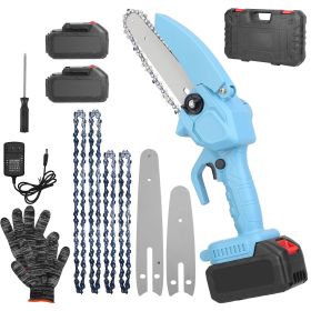 Handheld Cordless Electric Mini Chainsaw (Color: Blue)