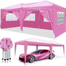 10'x20' EZ Pop Up Canopy Tent w/ Carry Bag & Weight Bags (Color: pink)