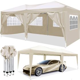 10'x20' EZ Pop Up Canopy Tent w/ Carry Bag & Weight Bags (Color: Beige)