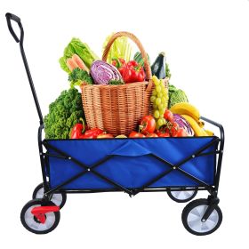 Folding Wagon Cart for Garden, Beach, Camping & Shopping (Color: Blue)