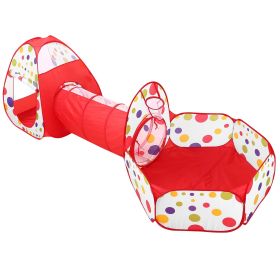 3-in-1 Kids Play Tent Set (Color: Red)