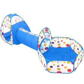 3-in-1 Kids Play Tent Set (Color: Blue)