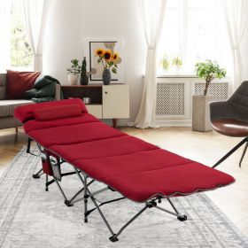 Folding Camping Cot with Mattress – Sleep Like a Pro Anywhere (Color: Red)
