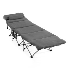 Folding Camping Cot with Mattress – Sleep Like a Pro Anywhere (Color: Gray)