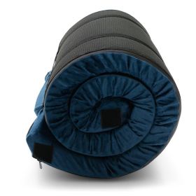 Foldable Lightweight Memory Camping Mattress w/ Carrying Bag (Color: Navy, size: 72" x 25" x 2.5")