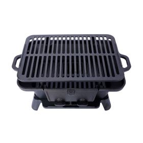 Portable Cast Iron BBQ Grill with Grate for Outdoors (Type: Style A, Color: black)