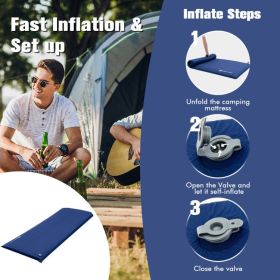 Self-inflating Lightweight Folding Foam Sleeping Pad w/ bag (Color: Blue)