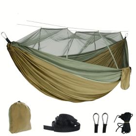 Camping Hammock w/ Mosquito Net Portable Double Hammock (Color: Khaki)