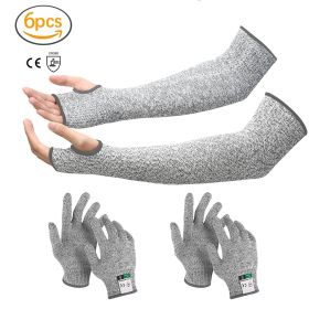 6-Piece Cut-Resistant Glove & Sleeve Set (size: L)
