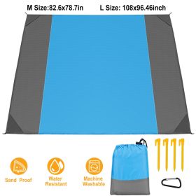 Foldable Sand Proof Camping Beach Mat, Picnic Blanket (Color: Blue, size: L)