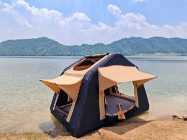 Foldable 2-3 People Amphibious Inflatable Car Roof Tent (Color: as Pic)