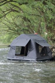 Foldable 2-3 People Amphibious Inflatable Car Roof Top Tent (Color: as Pic)