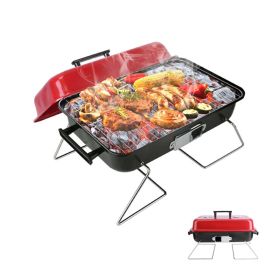 Portable Charcoal Grill for Backyard Camping, Picnics or Beach (Type: Grill, Color: Red)