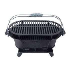 Portable Cast Iron BBQ Grill with Grate for Outdoors (Type: Style B, Color: black)