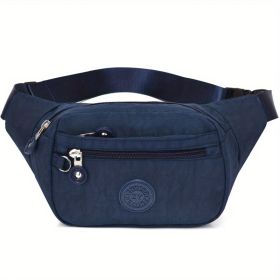 Simple Waist Bag; Letter Patch Decor Crossbody Bag (Color: Blue)