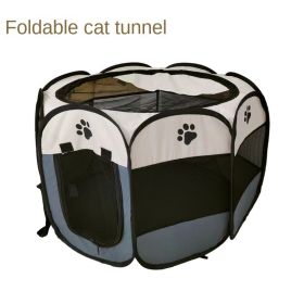 Oxford cloth folding pet tent, octagonal pet fence (Color: Rice pink (pink bottom), size: 74*74*43)